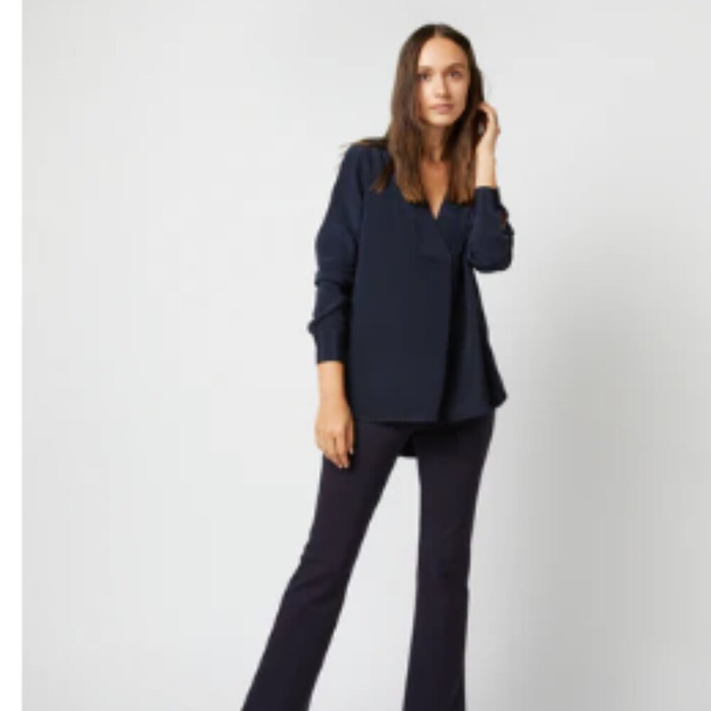 Ann Mashburn Nyala Blouse in Navy Silk, Size Small NEW